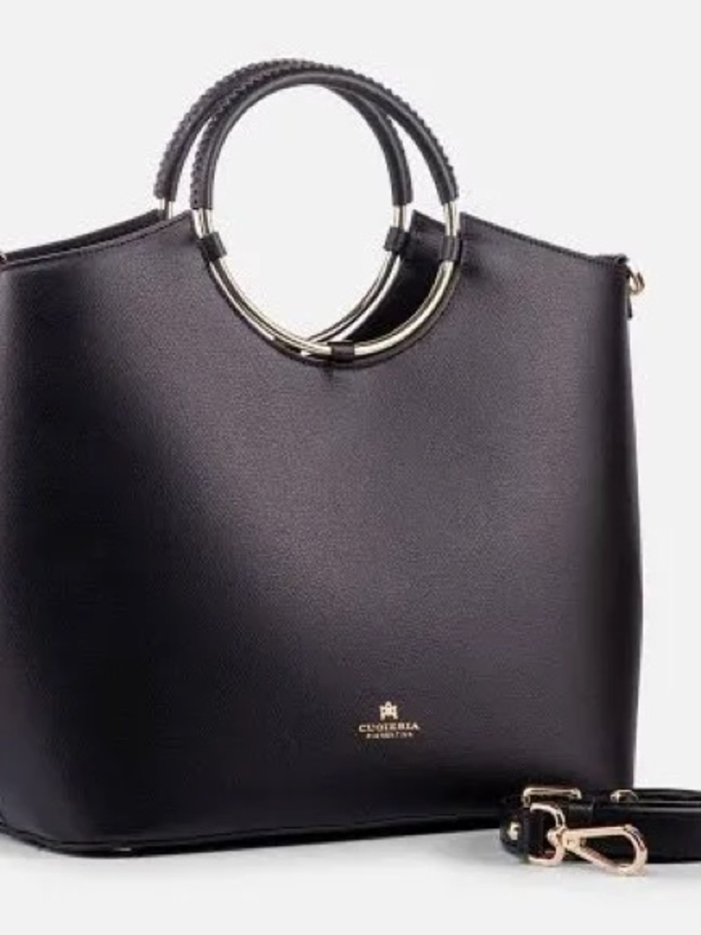 Cuoieria  Fiorentina Black Tote with Gold Ring Handles
